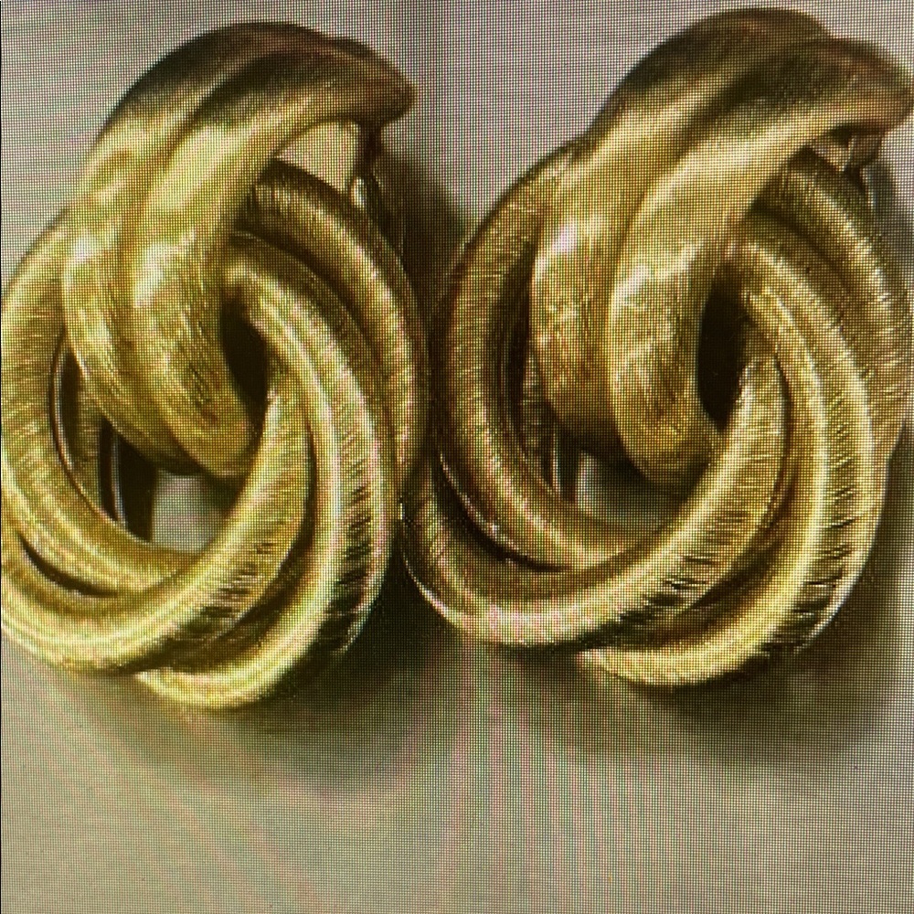 Givenchy Brushed Gold Interlocking Knot Clip-On E… - image 1